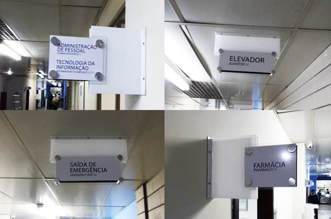 Placa de sinalização para diversos setores.